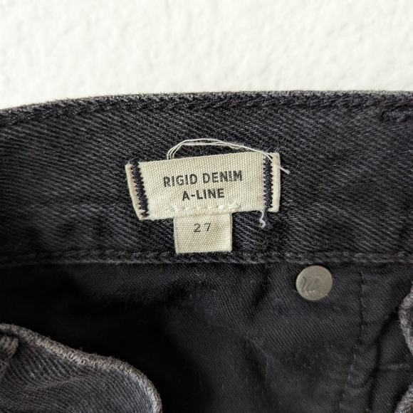 Madewell Rigid Denim A-Line Button Fly Mini Skirt Black Wash - Picture 5 of 5